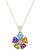 Multi-gemstone (2-5/8 Ct. T.w.) And Diamond Accent Pinwheel Pendant Necklace In 14k Gold
