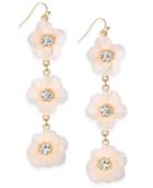 Inc International Concepts Gold-tone Crystal & Flower Triple Drop Earrings, Created For Macy's