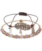 Lonna & Lilly Gold-tone Crystal Feather Bead And Cord Bolo Bracelet, Created For Macy's