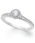 14k White Gold Certified Diamond Halo Engagement Ring (1/2 Ct. T.w.)