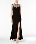Betsy & Adam Geo-embellished Open-back Gown