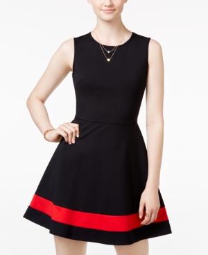 B Darlin Juniors' Colorblocked Fit & Flare Dress