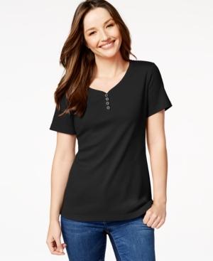 Karen Scott Short-sleeve Henley Top, Only At Macy's