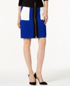 Inc International Concepts Colorblocked Zip-front Pencil Skirt, Only At Macy's