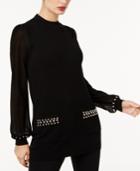 Inc International Concepts Embellished Illusion-sleeve Sweater, Created For Macy's