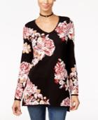 Inc International Concepts Floral-print Tunic Sweater, Only At Macy's