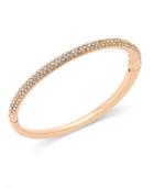 Danori Rose Gold-tone Pave Hinged Bangle Bracelet