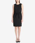 Calvin Klein Tie-front Pinstriped Dress