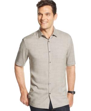 Alfani Black Big And Tall Slub-textured Short-sleeve Shirt, Only At Macy's