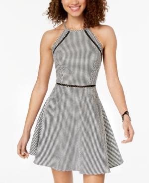 B Darlin Juniors' Gingham Fit & Flare Dress