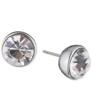 Dkny Silver-tone Crystal Stud Earrings, Created For Macy's