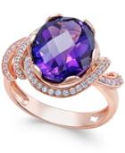 Amethyst (4-1/4 Ct. T.w.) And White Topaz (1/3 Ct. T.w.) Ring In 14k Rose Gold-plated Sterling Silver