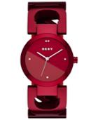 Dkny Women's City Link Red Stainless Steel Bangle Bracelet Watch 36mm, Created For Macy's