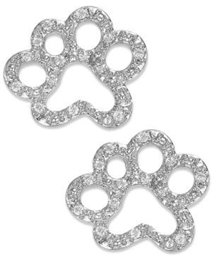 Aspca Tender Voices Diamond Paw Stud Earrings In Sterling Silver (1/10 Ct. T.w.)