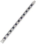 Esquire Men's Jewelry Link Bracelet In Blue Carbon Fiber, Stainless Steel And Tungsten, First At Macy's