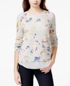 Lucky Brand Layered Contrast Printed Sweater