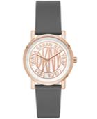 Dkny Women's Soho Gray Leather Strap Watch 34mm, Created For Macy's