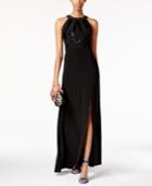 Morgan & Company Juniors' Sequined Side-slit Gown