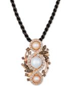 Le Vian Vanilla Pearl (9mm), Strawberry Pearl (6mm) & Multi-gemstone (1-7/8 Ct. T.w.) 18 Pendant Necklace In 14k Rose Gold