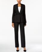 Tahari Asl One-button Pinstriped Pantsuit