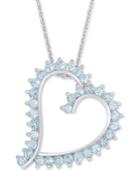 Blue Topaz Heart 18 Pendant Necklace (1-1/3 Ct. T.w.) In Sterling Silver