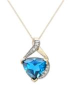 Blue Topaz (4-1/2 Ct. T.w.) And Diamond Accent Pendant Necklace In 14k Gold