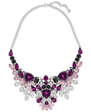 Swarovski Silver-tone Purple Crystal Drama Necklace