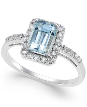 Aquamarine (1 Ct. T.w.) And Diamond (1/4 Ct. T.w.) Ring In 14k White Gold