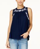 American Rag Embroidered Crochet-trim Tank Top, Only At Macy's