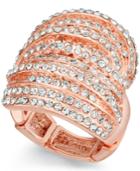 Inc International Concepts Rose Gold-tone Crystal Criss Cross Adjustable Ring, Only At Macy's