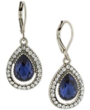 2028 Silver-tone Teardrop Stone & Pave Drop Earrings