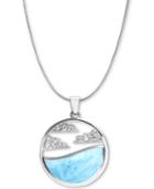 Marahlago Larimar & White Sapphire Accent Cloud 21 Pendant Necklace In Sterling Silver
