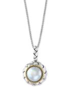 Effy Cultured Freshwater Pearl (9mm) 18 Pendant Necklace In Sterling Silver & 18k Gold