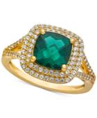 Lab-created Emerald (1-1/2 Ct. T.w.) & White Sapphire (1/2 Ct. T.w.) Ring In 14k Gold-plated Sterling Silver