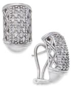 Diamond Cluster J-hoop Earrings (1/4 Ct. T.w.) In Sterling Silver