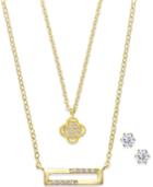 City By City Gold-tone Flower/rectangle Necklace & Stud Earring
