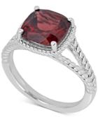 Garnet Rope-frame Ring (4 Ct. T.w.) In Sterling Silver