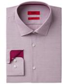 Hugo Boss Men's Fitted Red Micro Check Dress Shirt
