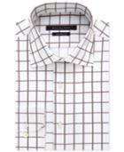 Sean John Men's Classic-fit Camel Grid-pattern Dress Shirt