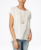 Lucky Brand Short-sleeve Embroidered Top
