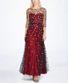 Tahari Asl Embroidered Sweetheart Illusion Gown