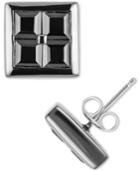 Men's Black Sapphire Square Stud Earrings (3-3/4 Ct. T.w.) Sterling Silver & Black Rhodium-plate