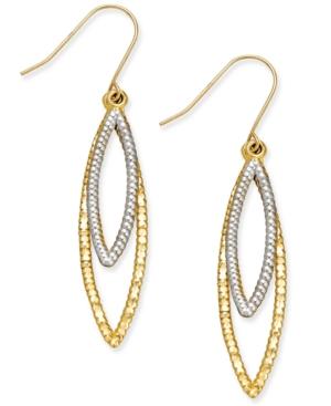 Two-tone Double Marquise Drop Earrings In 10k Yellow And White Gold