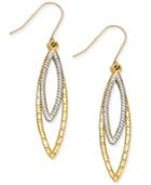 Two-tone Double Marquise Drop Earrings In 10k Yellow And White Gold