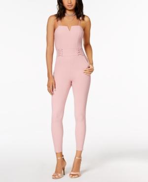 Material Girl Juniors' Lace-up Fitted Jumpsuit, Created For Macy's