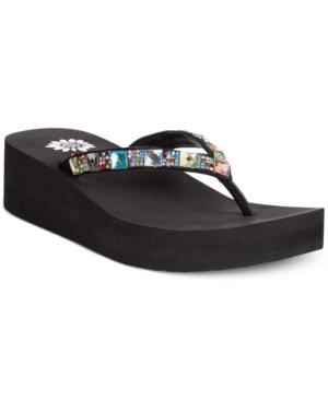 Yellow Box Sabbi Jeweled Wedge Thong Sandals Women's Shoes
