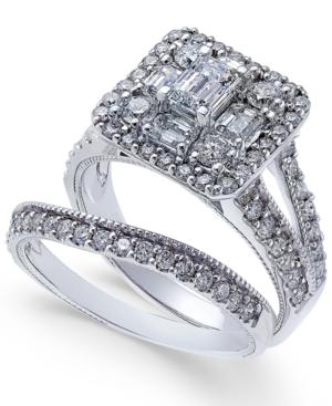 Diamond Square Cluster Bridal Set (2-1/4 Ct. T.w.) In 14k White Gold