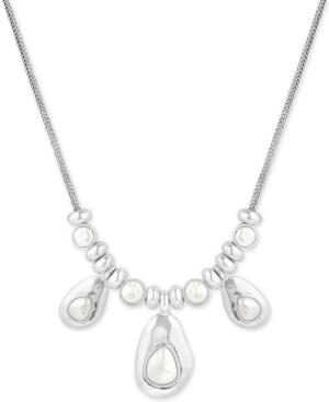 Lucky Brand Silver-tone Imitation Pearl Collar Necklace, 17 + 2 Extender