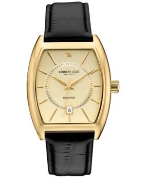 Kenneth Cole Men's Diamond Accent Black Leather Strap Watch 38x48mm 10030818
