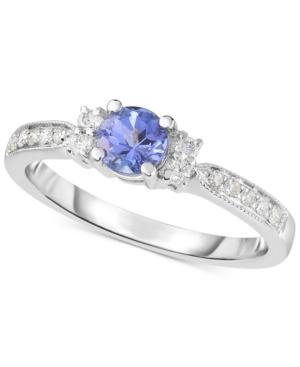 Tanzanite (1/2 Ct. T.w.) & Diamond (1/6 Ct. T.w.) Ring In 14k White Gold